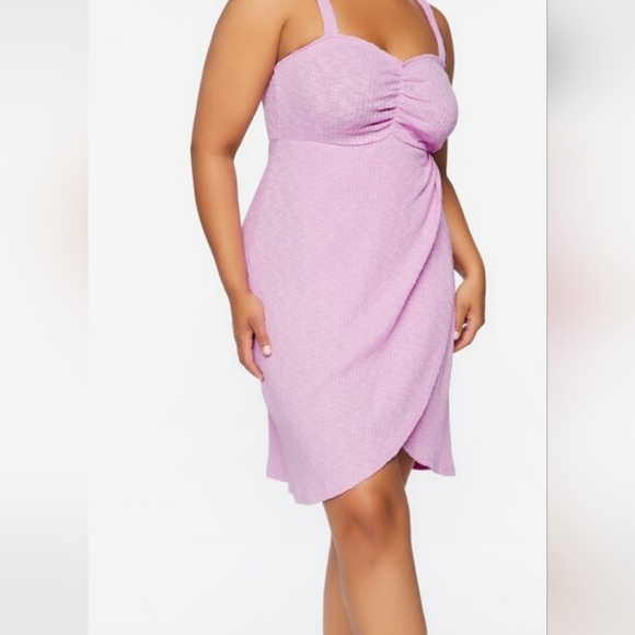 FOREVER 21 3X Plus Knee Length Dress Wisteria Lavender/Pink NWT Sweetheart Neck - Picture 10 of 14